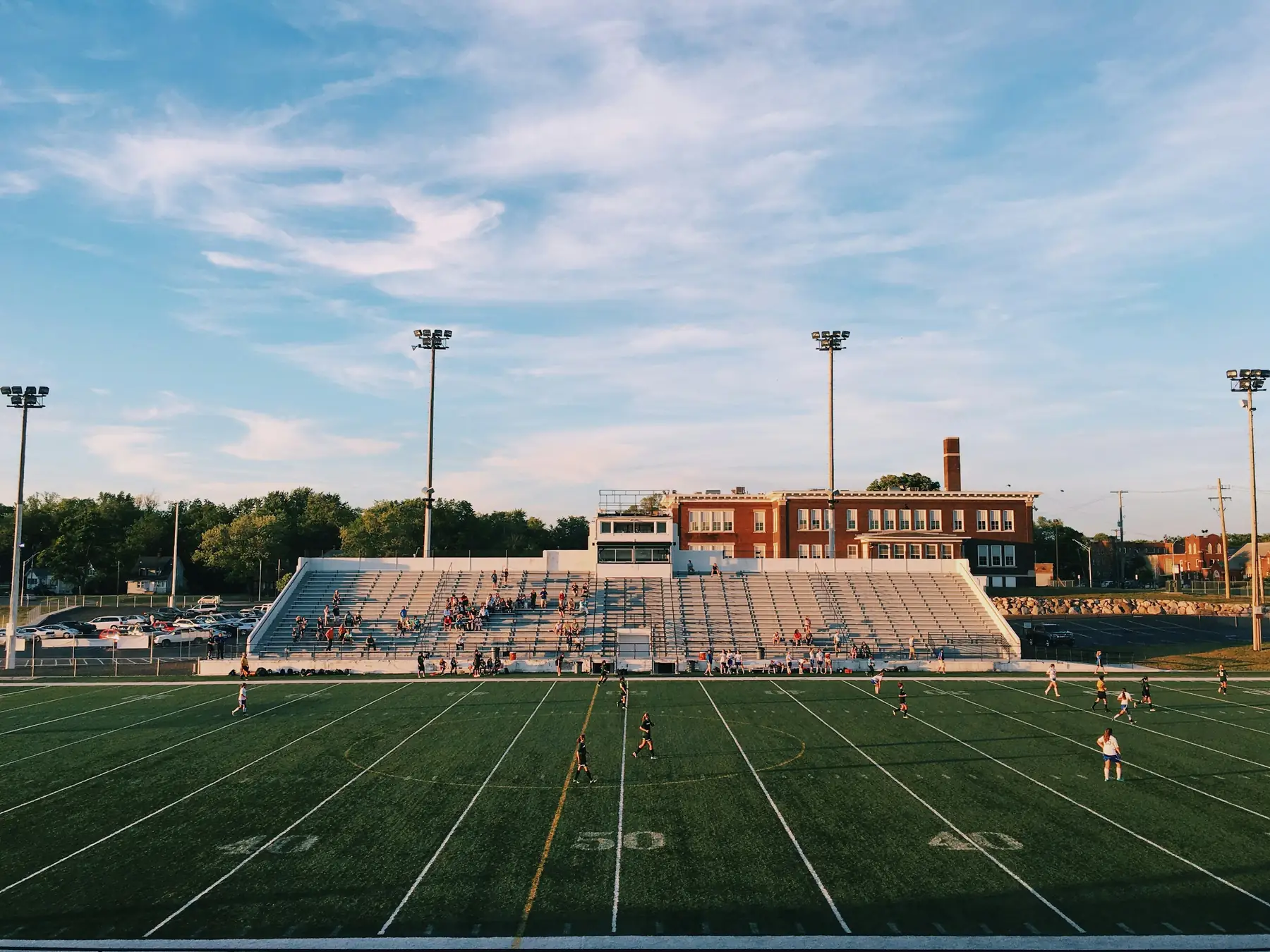 American football field and stands