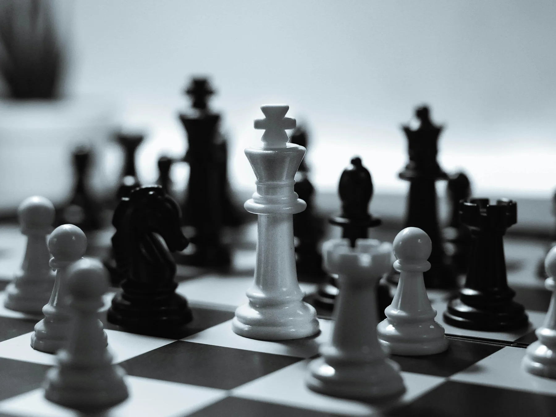 Black and white chess match