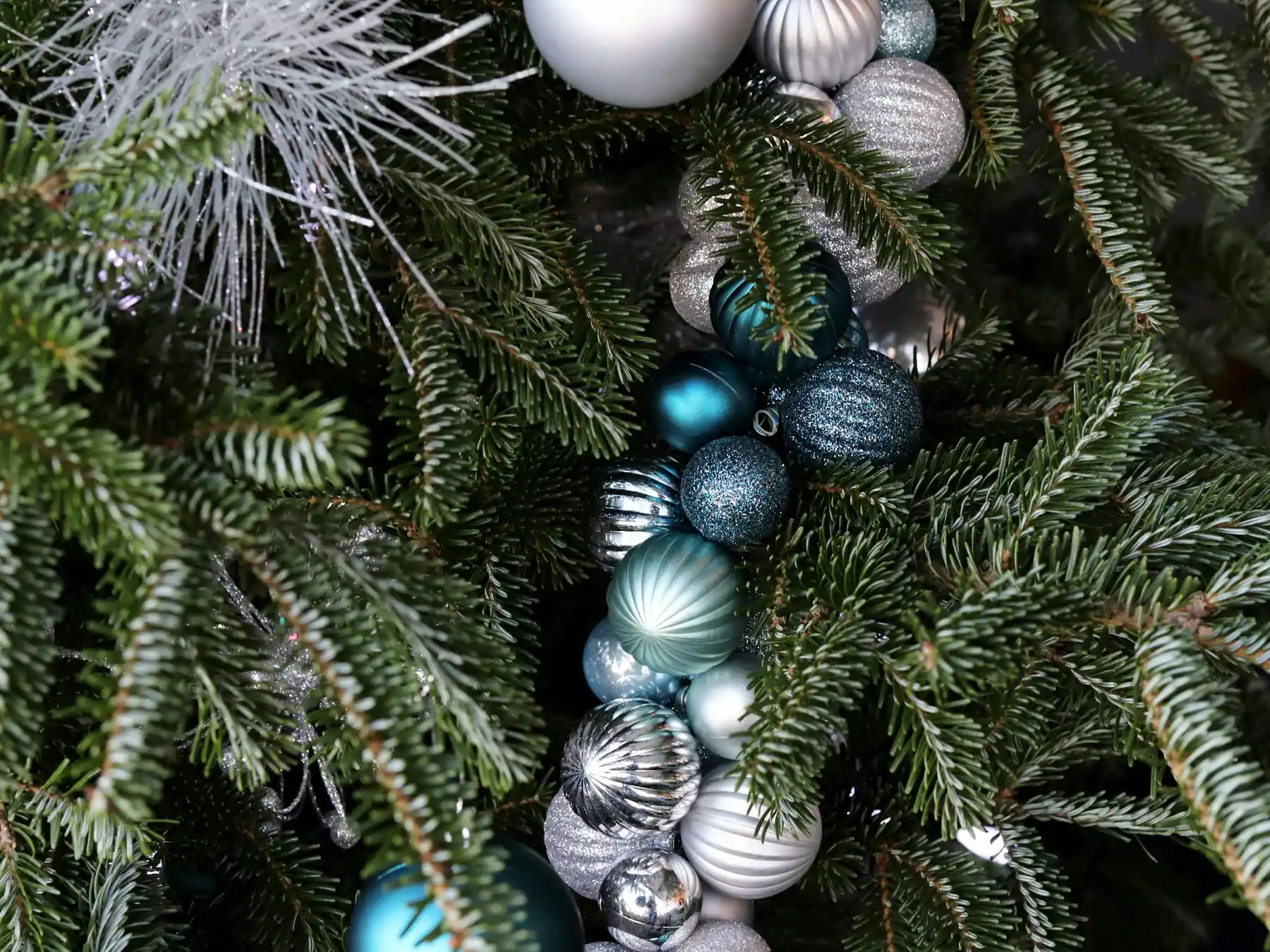 Blue and silver Christmas ornaments