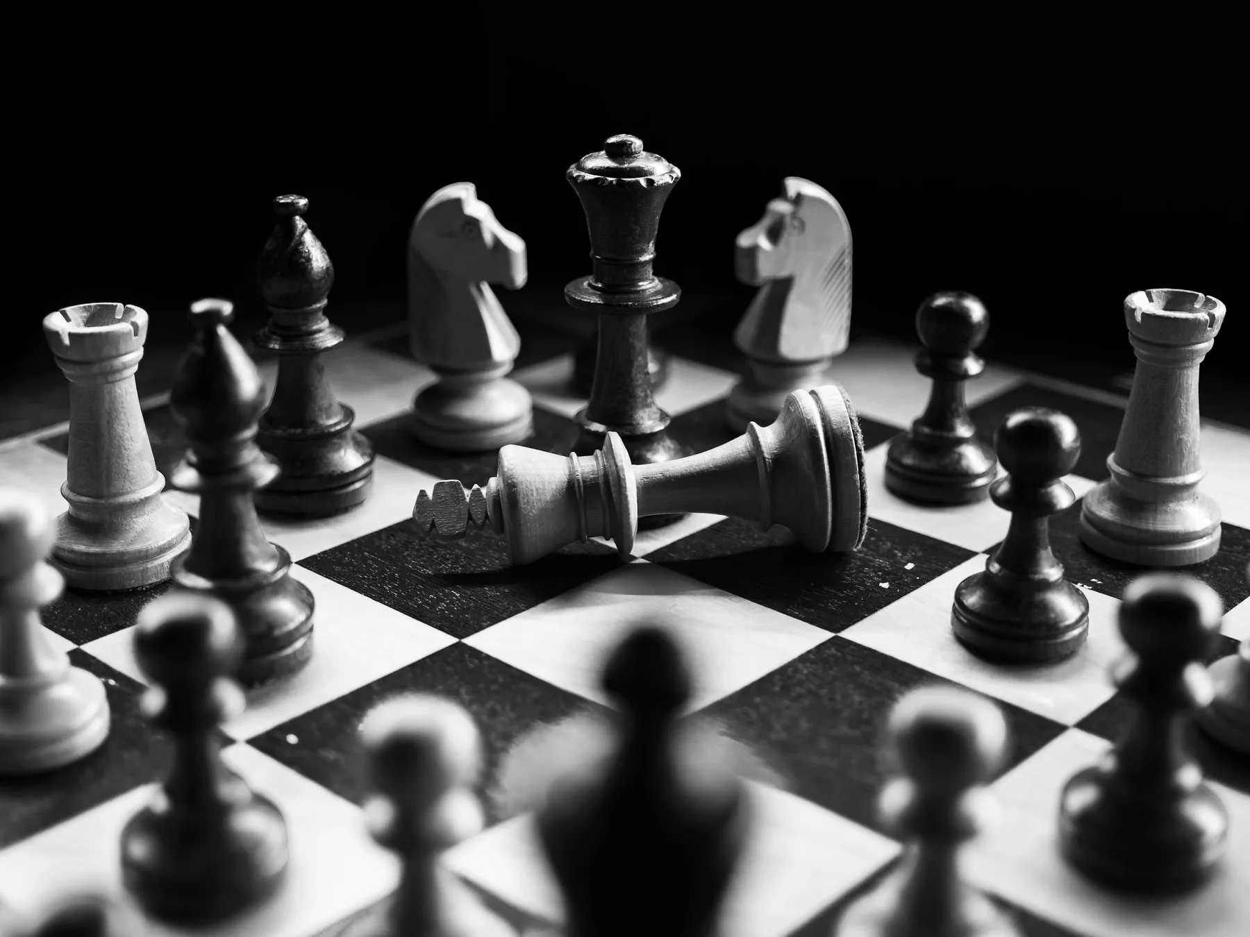 Chess pieces on a chessboard