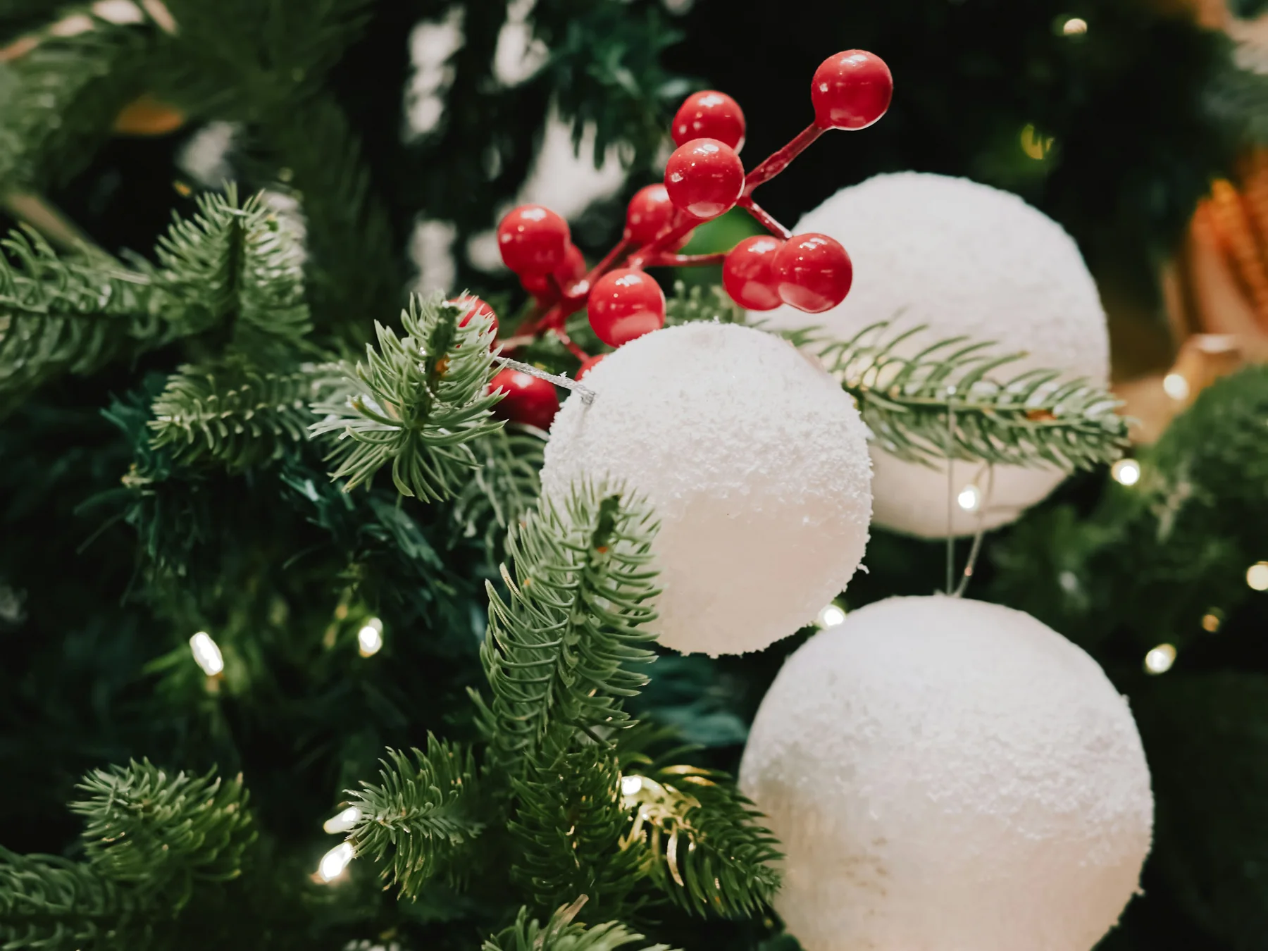 Christmas greenery and ornaments