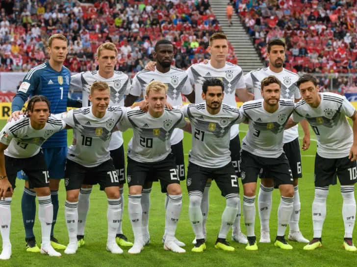 National football team posing before a FIFA World Cup match