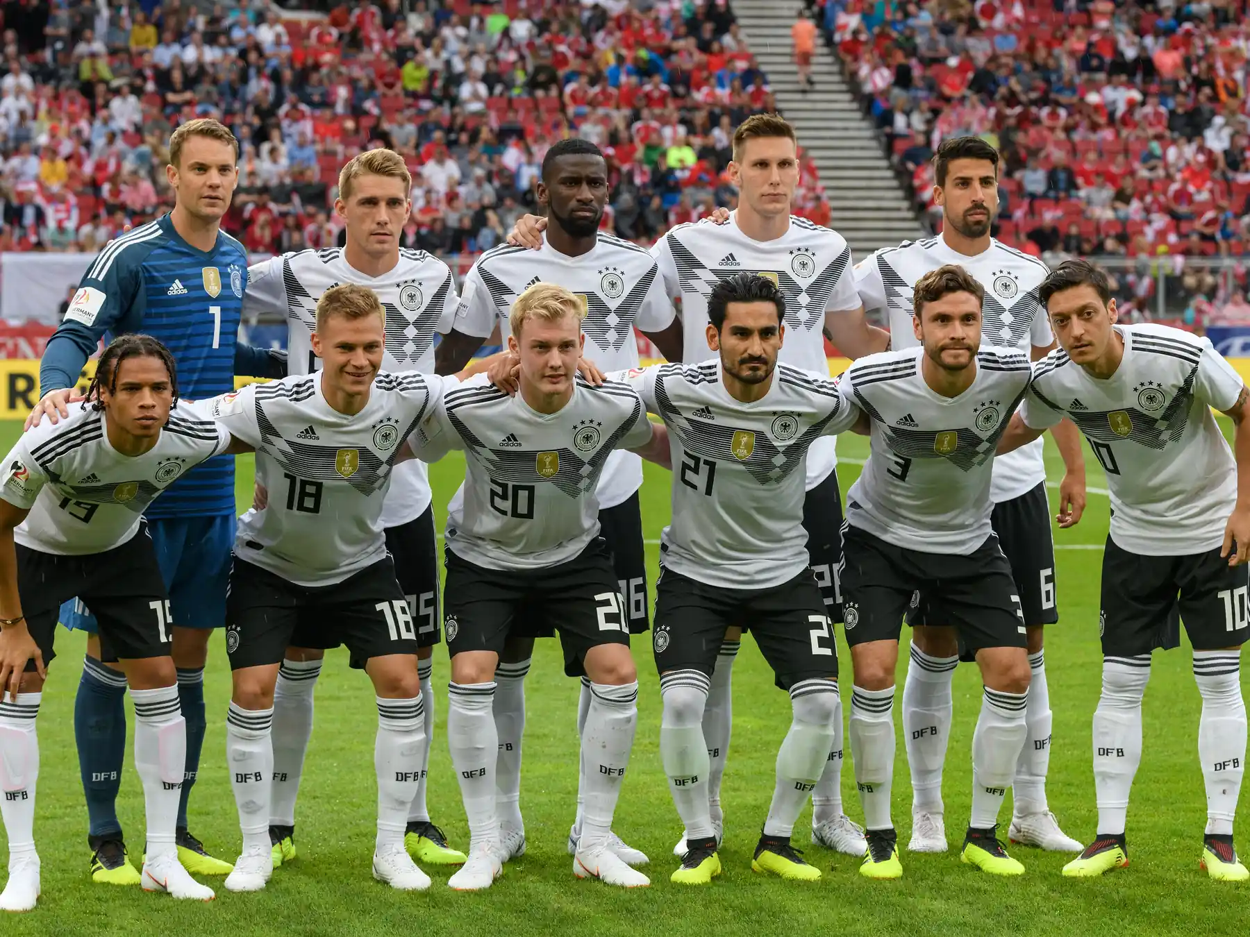 National football team posing before a FIFA World Cup match