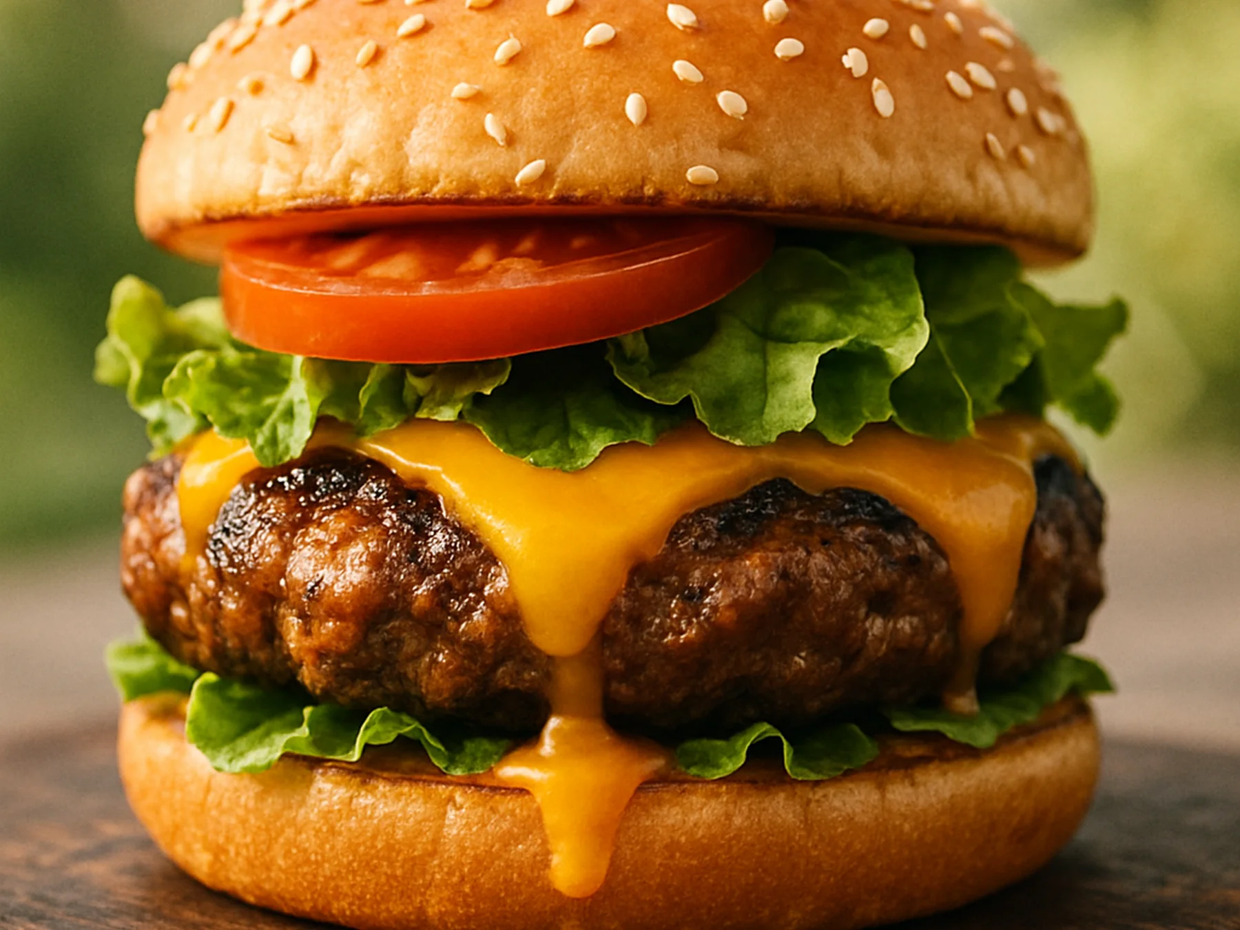 Classic cheeseburger with lettuce and tomato