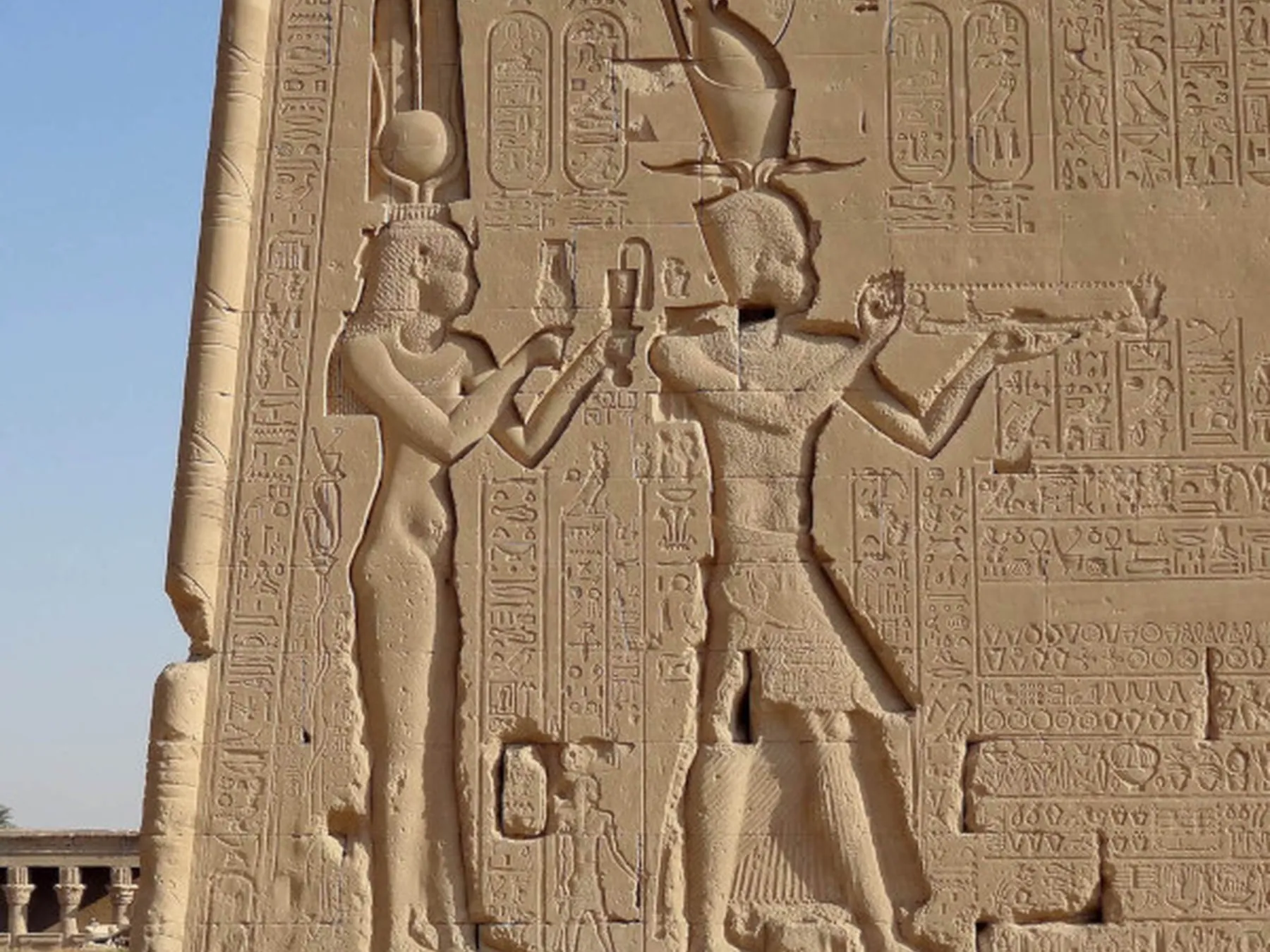 Temple relief at Dendera depicting Cleopatra VII in a ritual scene