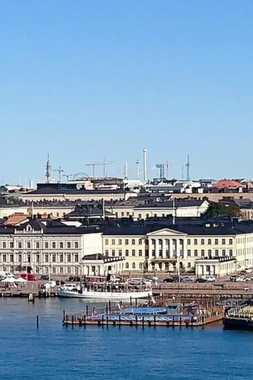 Helsinki waterfront skyline with Helsinki Cathedral in Finland