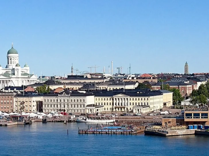 Helsinki waterfront skyline with Helsinki Cathedral in Finland