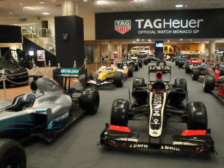 Collection of Formula One race cars displayed together