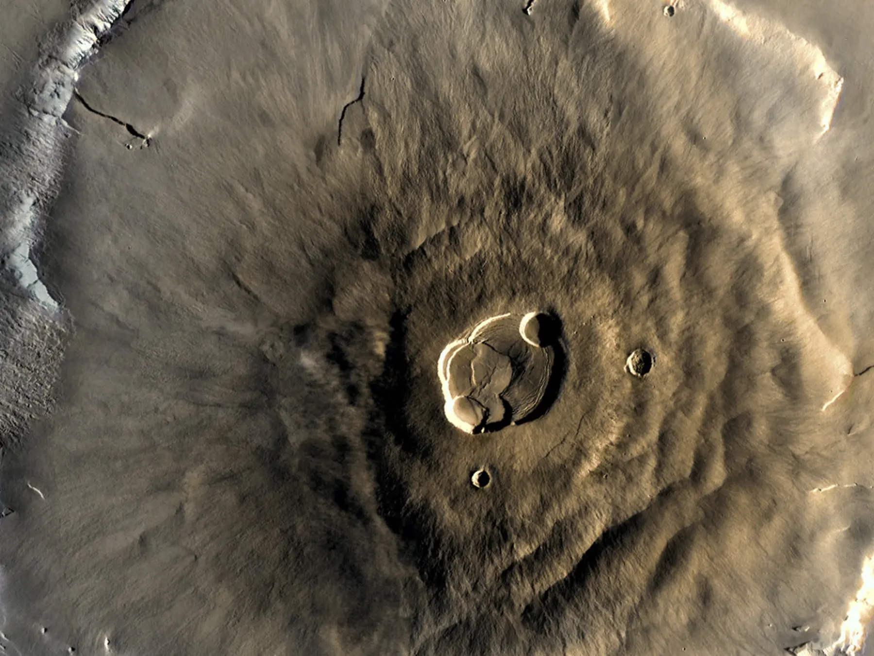 Overhead view of Olympus Mons, the largest volcano on Mars