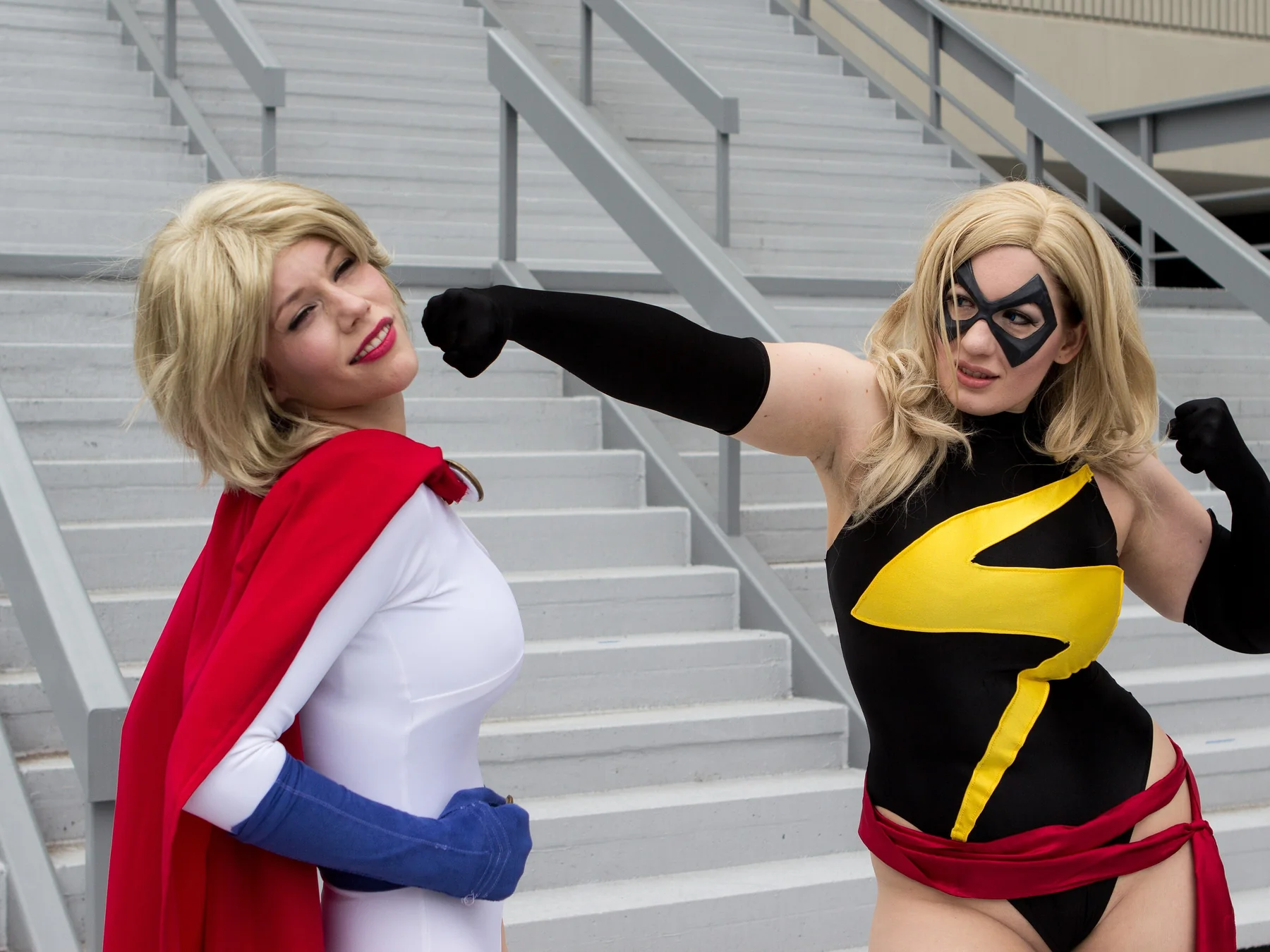 Cosplayers dressed as Ms. Marvel characters