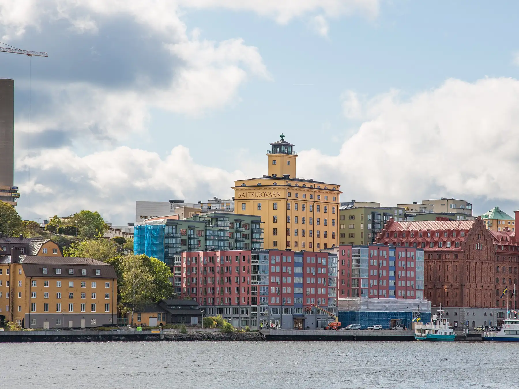 Stockholm waterfront skyline with colorful buildings in Sweden