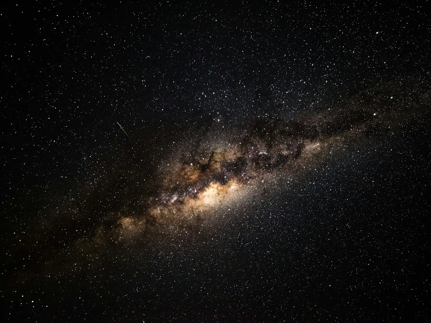 Bright center of the Milky Way in the night sky