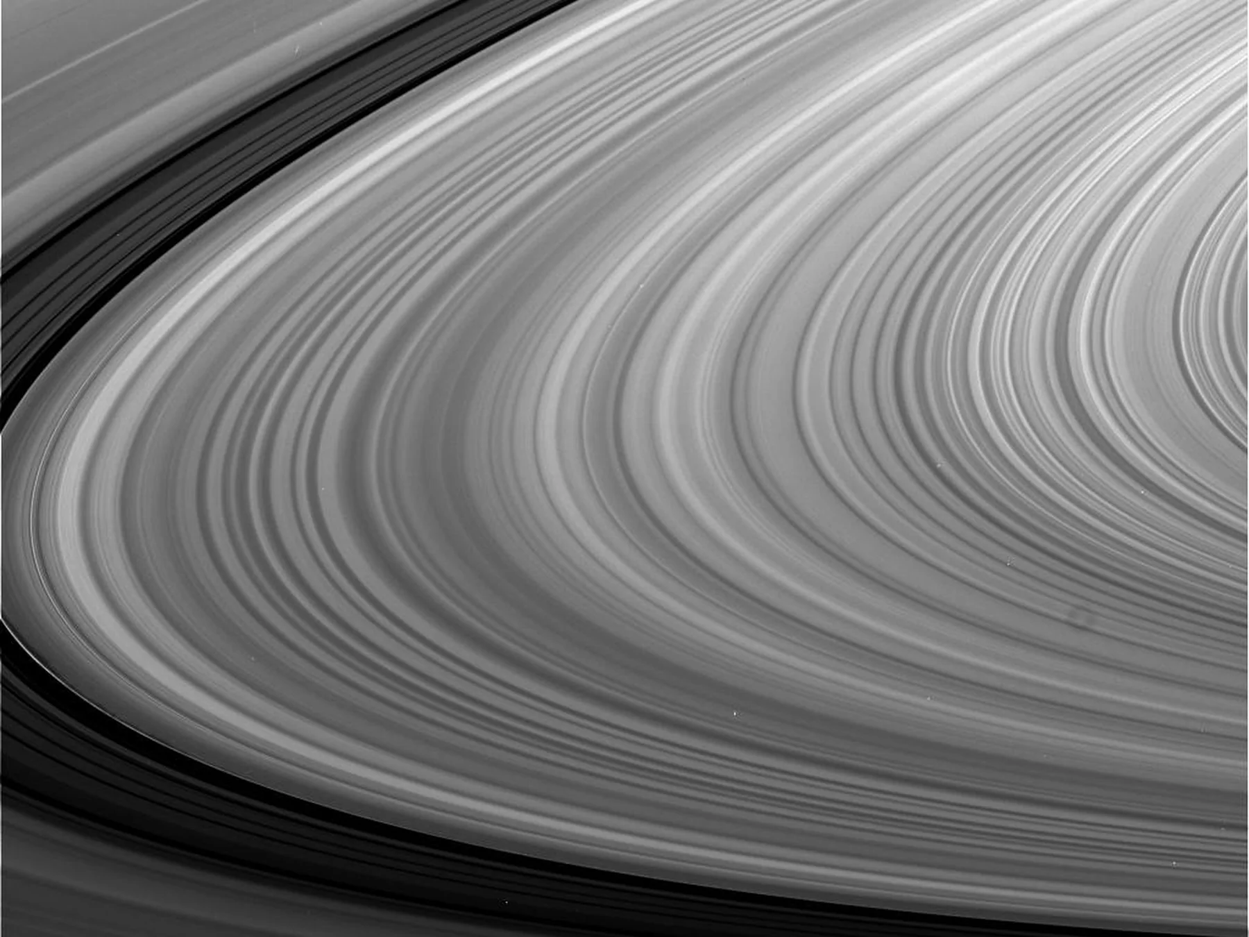 Detailed view of the layered rings surrounding Saturn