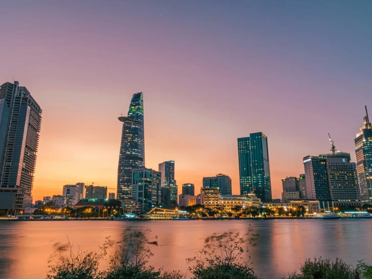 Ho Chi Minh City skyline at sunset