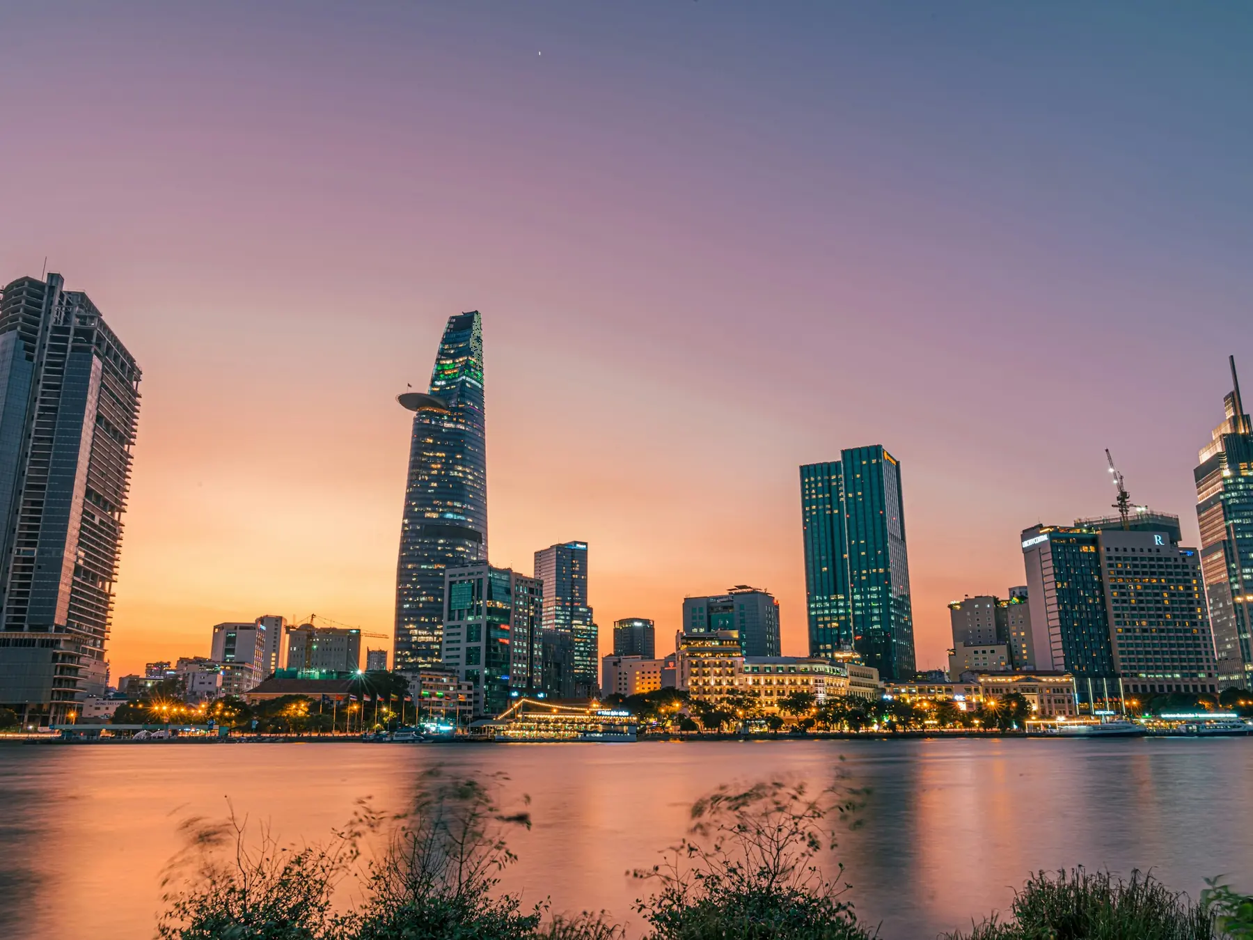 Ho Chi Minh City skyline at sunset