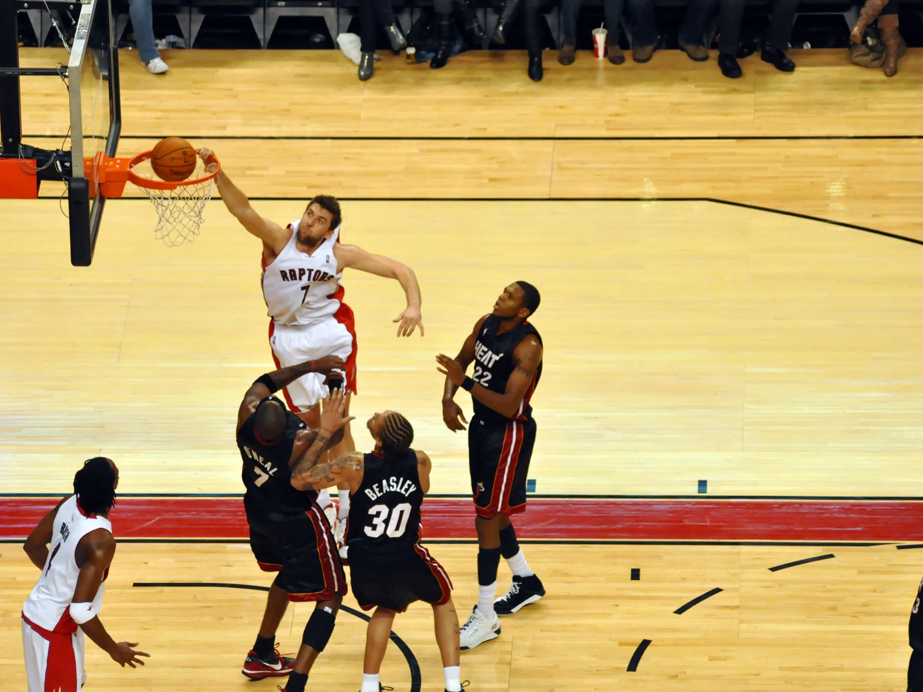 NBA player dunking the ball during a game