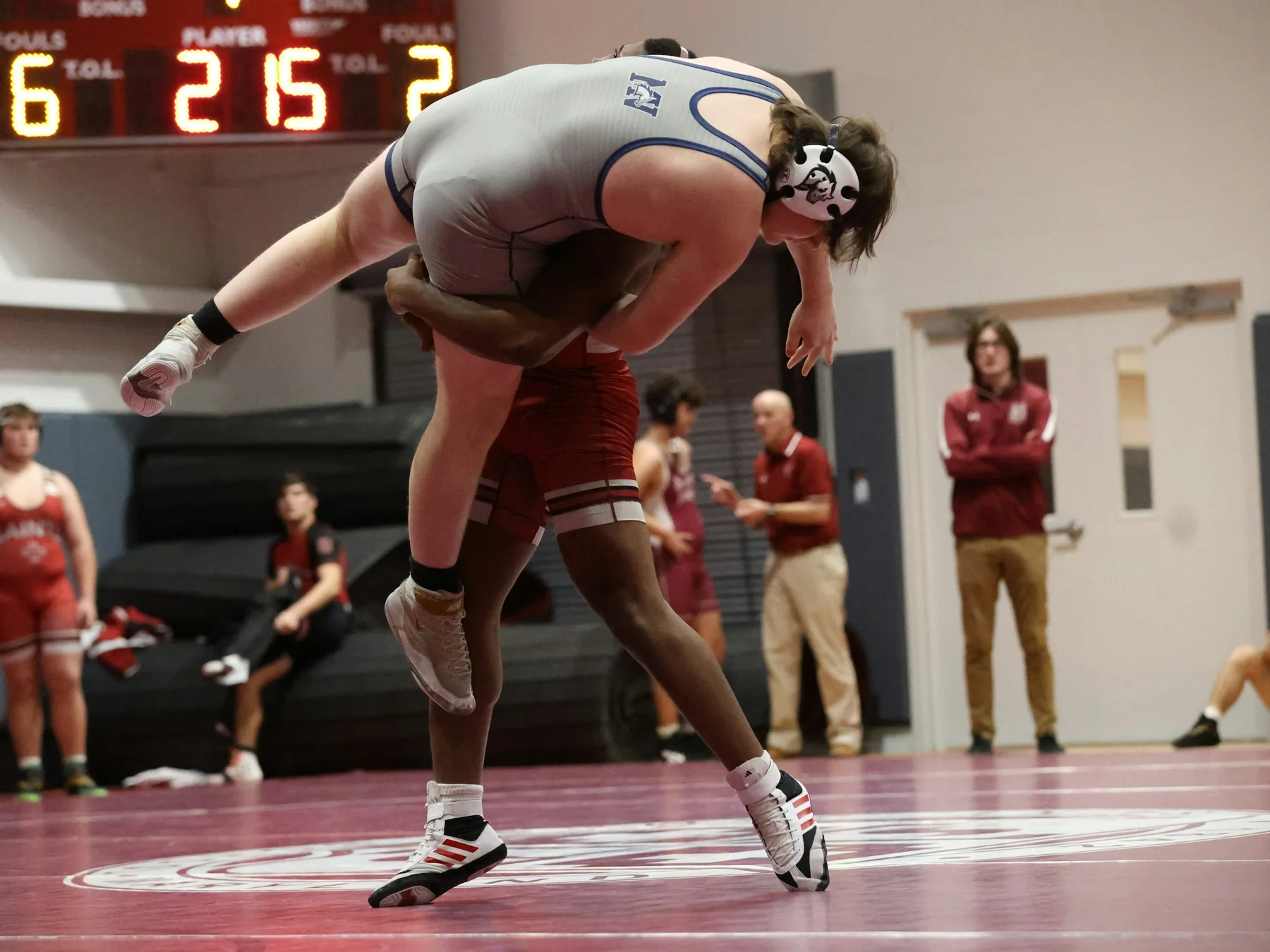 Wrestling takedown in competition