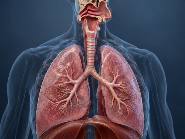 Accurate anatomical 3D rendering of human nose throat trachea and lungs without face