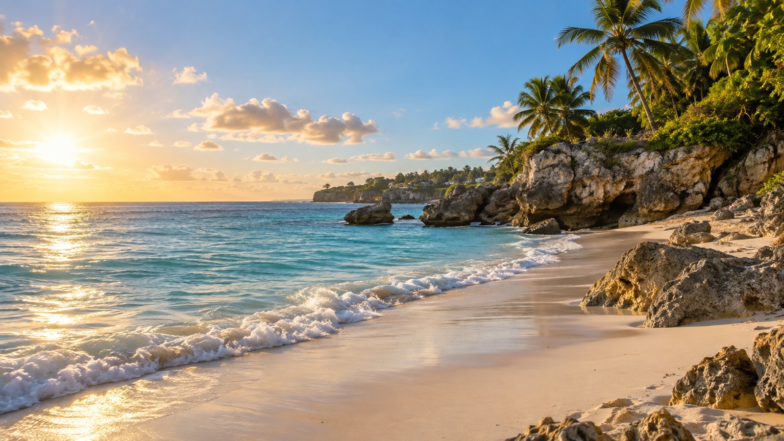 Barbados coastline and quiet beach under warm Caribbean light