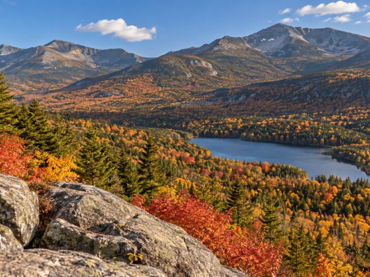 White Mountains of New Hampshire in crisp autumn sunlight