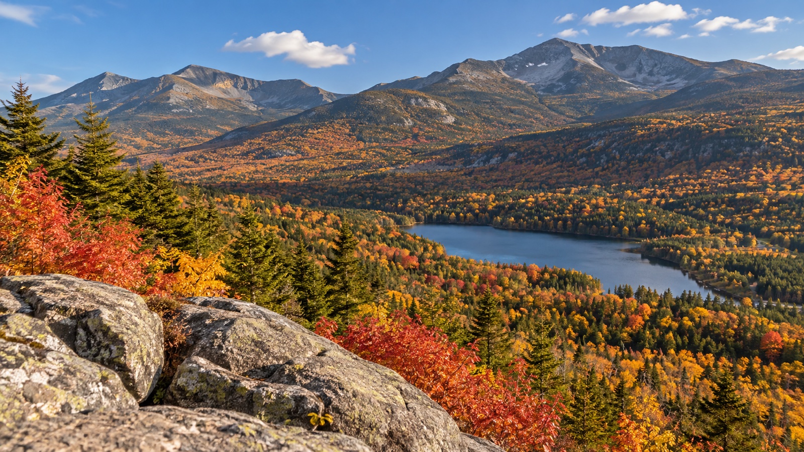 White Mountains of New Hampshire in crisp autumn sunlight