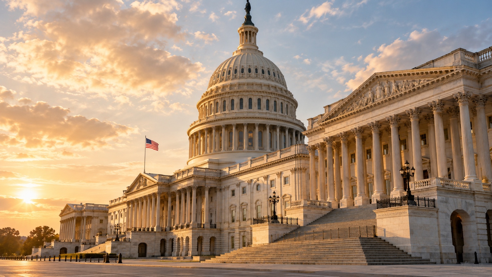 United States Capitol exterior in warm early nineteenth-century atmosphere