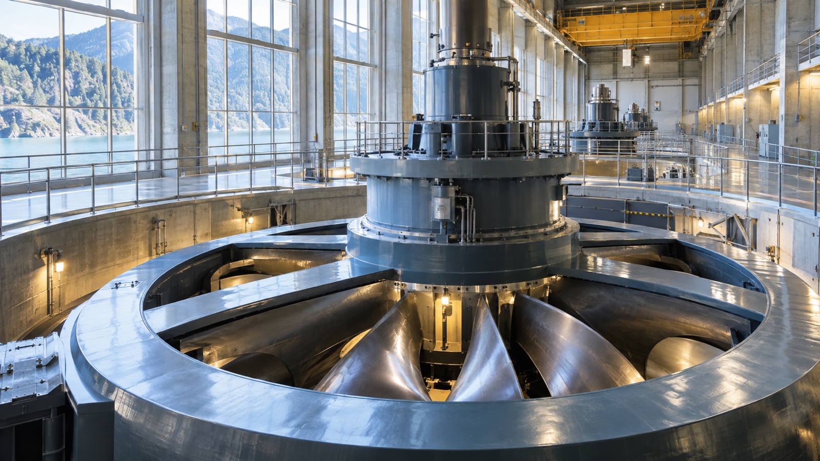 Hydroelectric generator turbine interior with no people