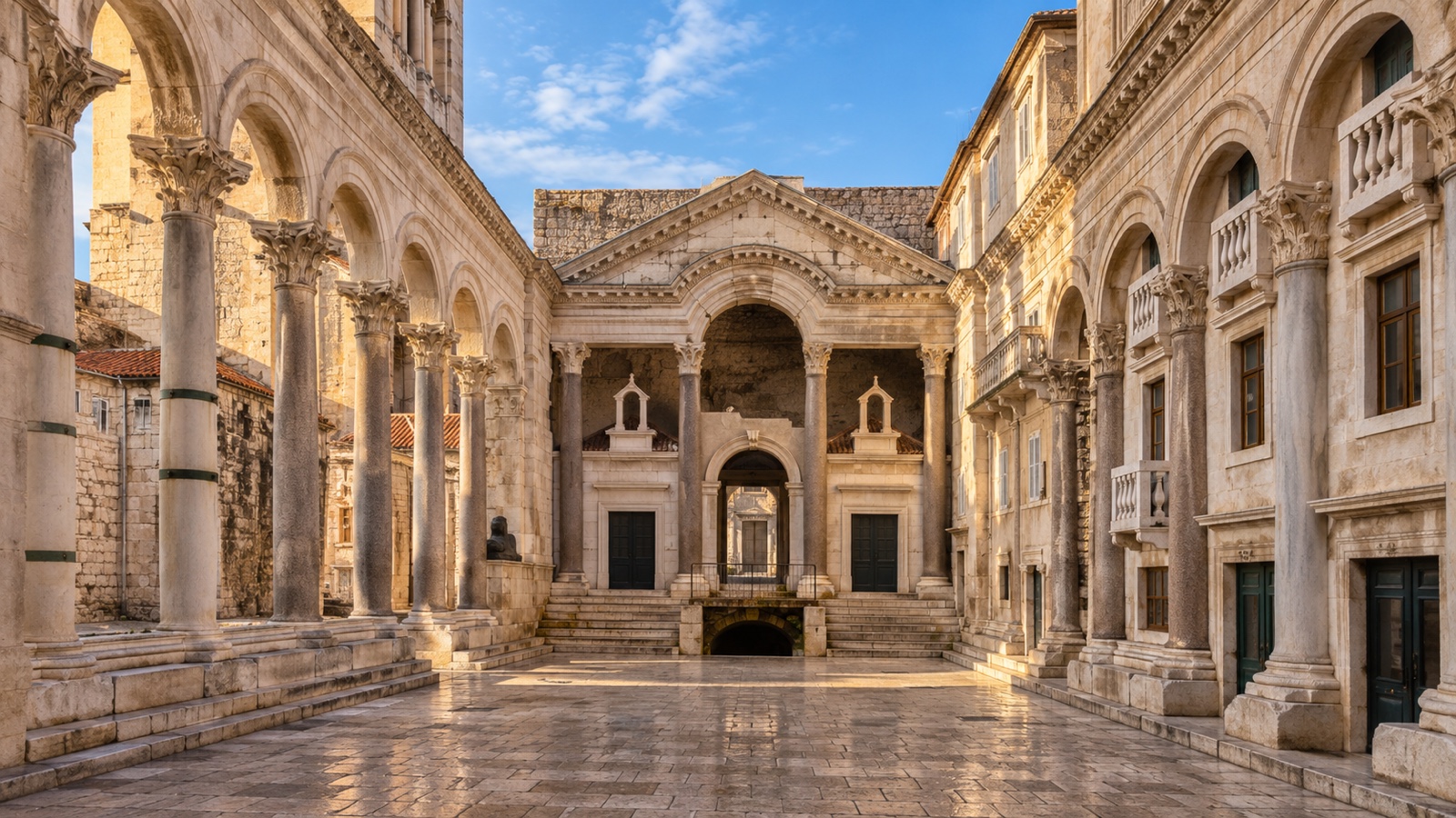 Diocletian's Palace Roman stone architecture in Split Croatia, no people
