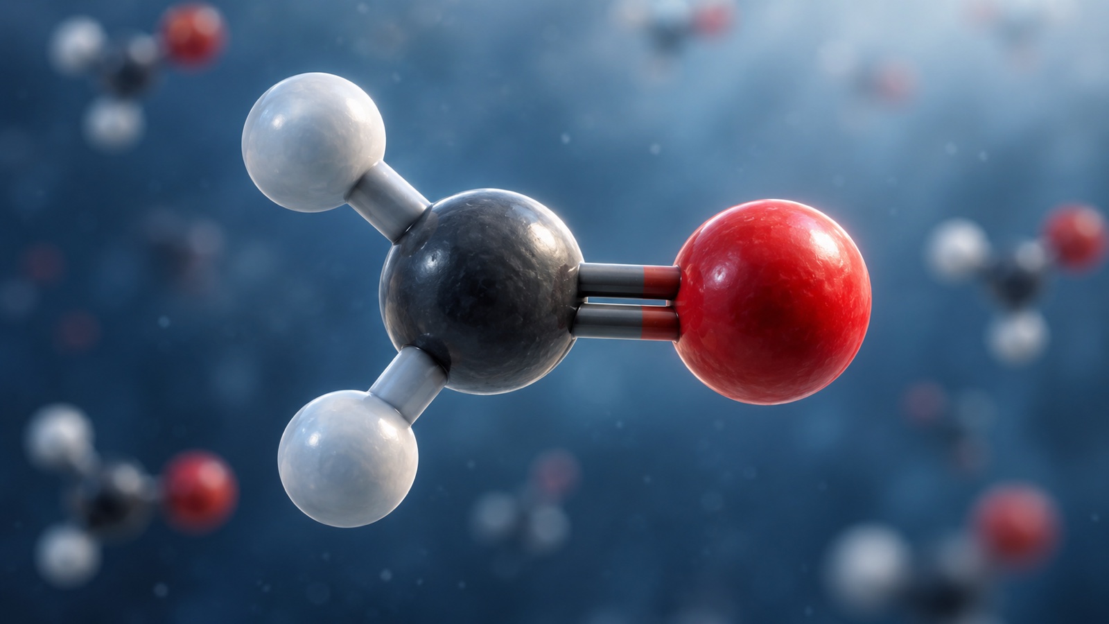 Scientific visualization of different atoms bonding in a simple molecule, no labels or text