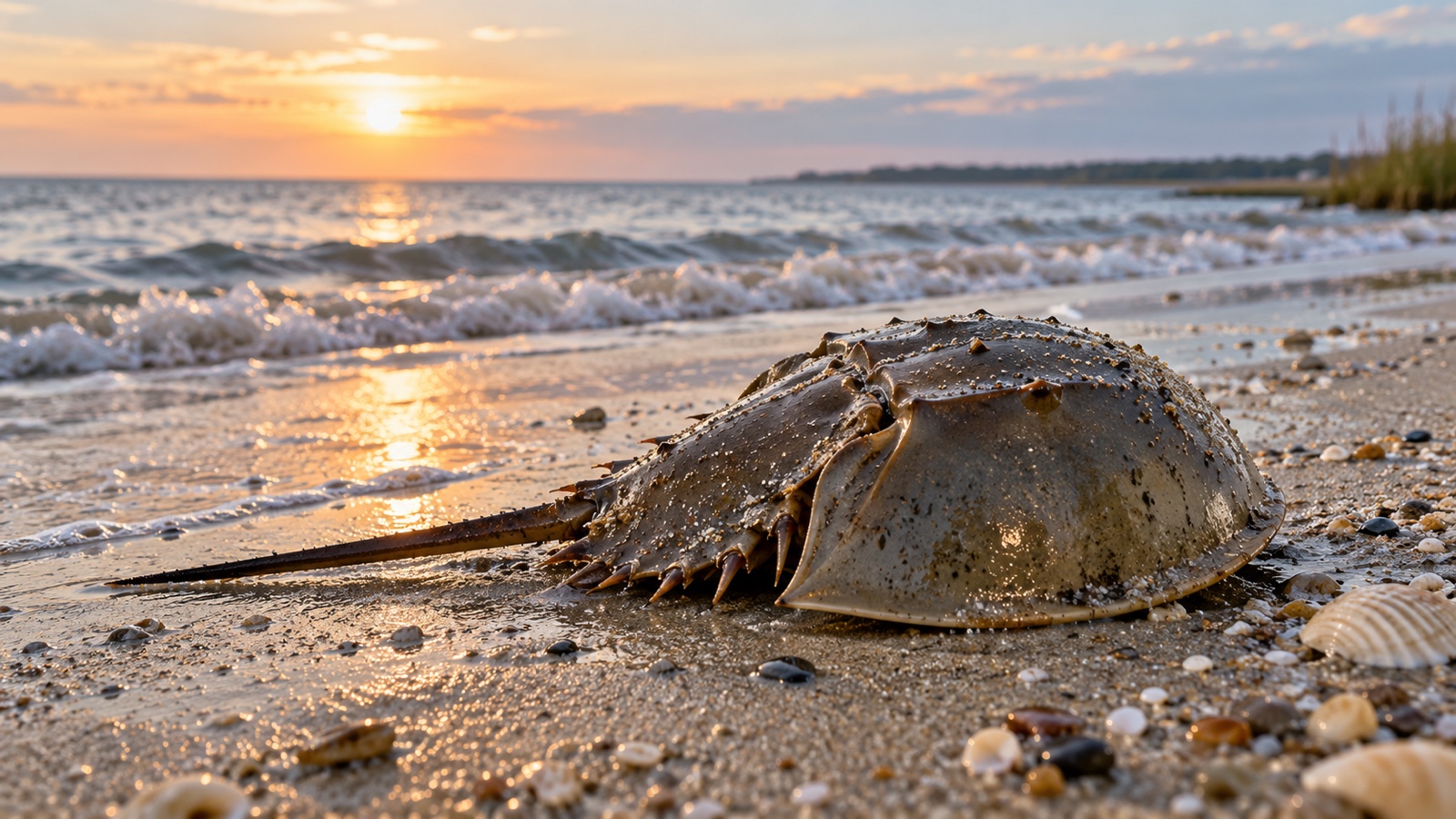 Horseshoe crab on a Delaware Bay sandy beach.