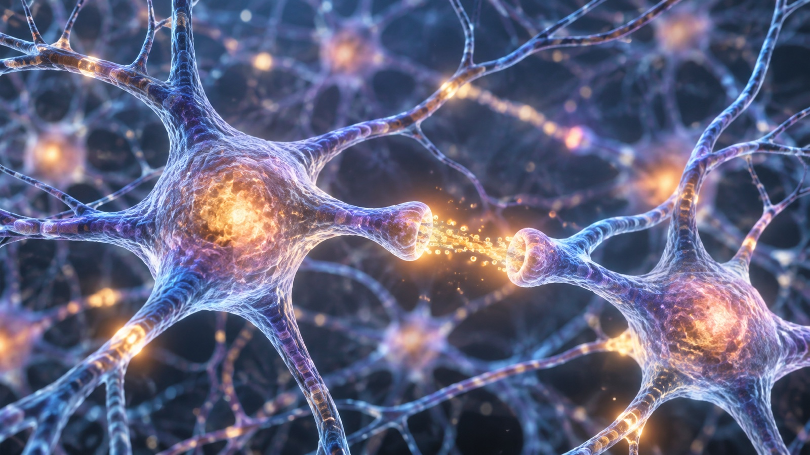 Microscopic illustration of neurons forming new connections during learning.
