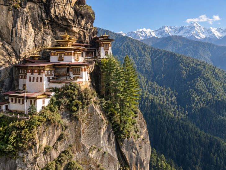 Tiger's Nest monastery on a cliff above Bhutan's forests