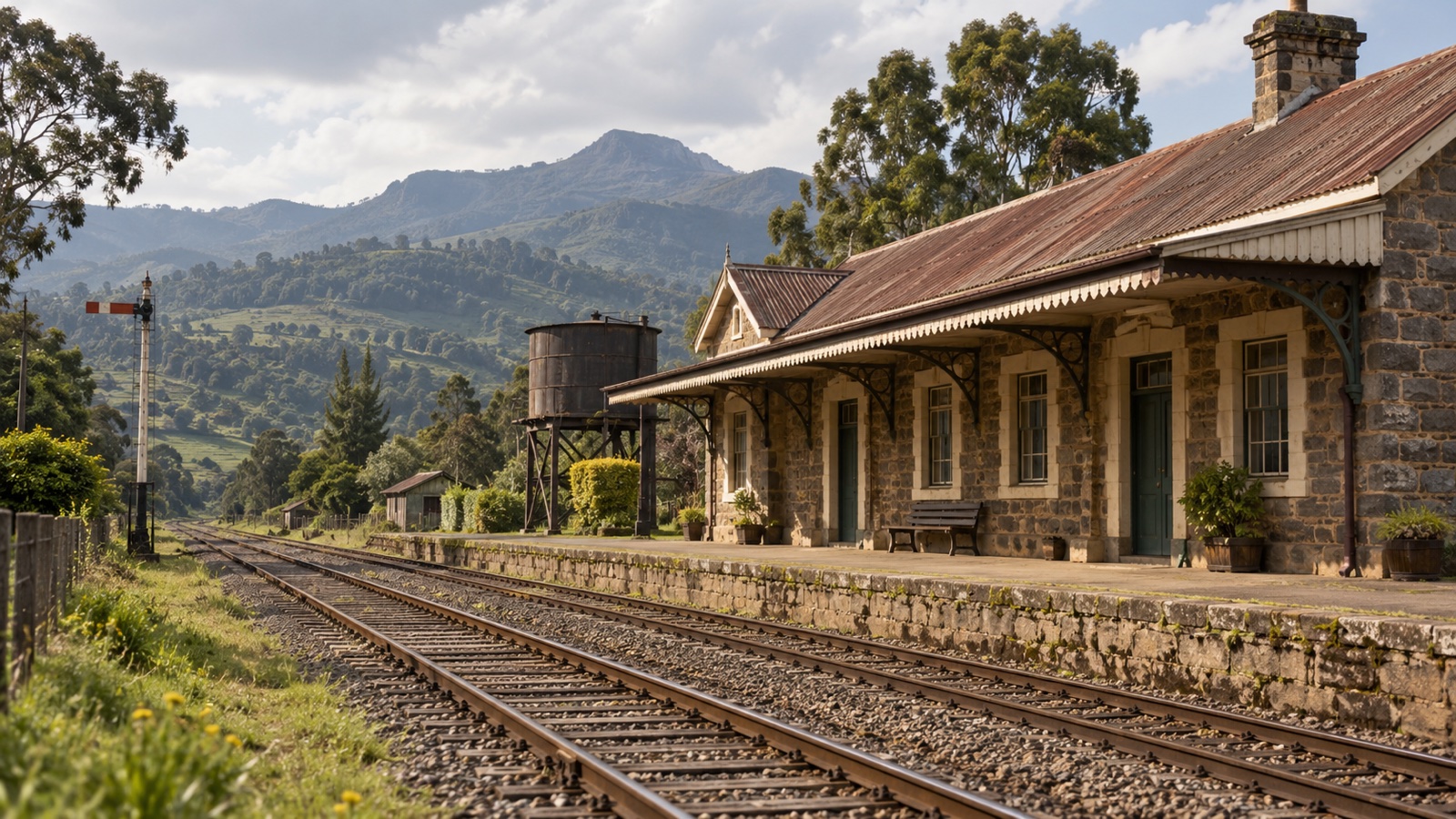 Historic railway line through Kenya's highlands