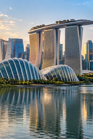 Singapore skyline and waterfront at Marina Bay