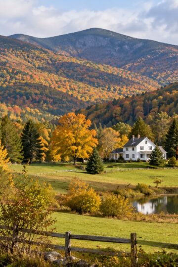Autumn foliage across Vermont's Green Mountains