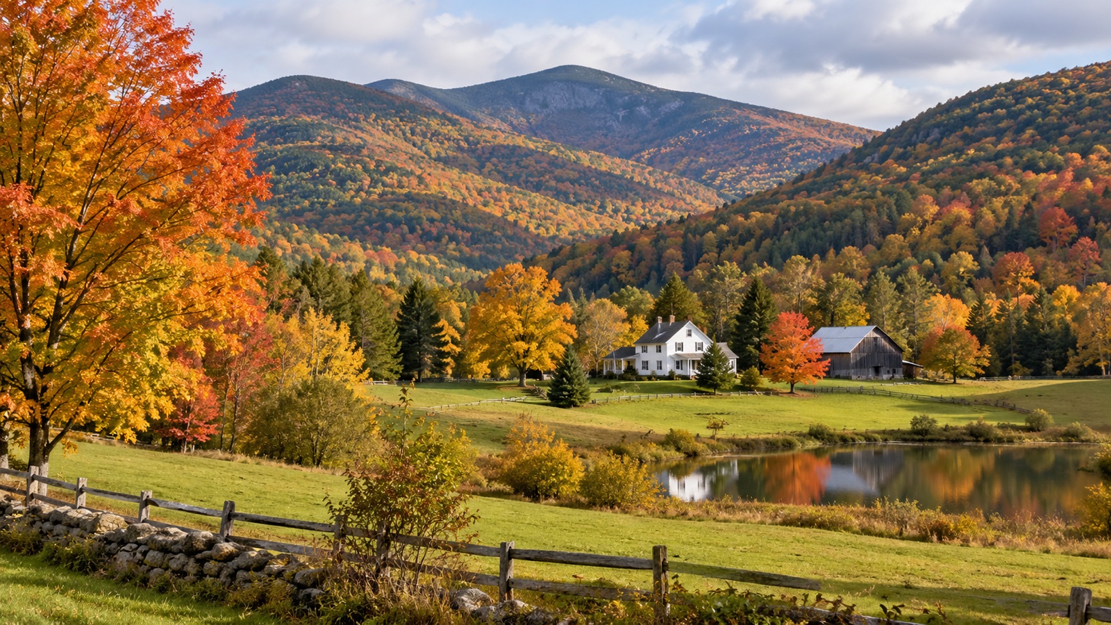 Autumn foliage across Vermont's Green Mountains